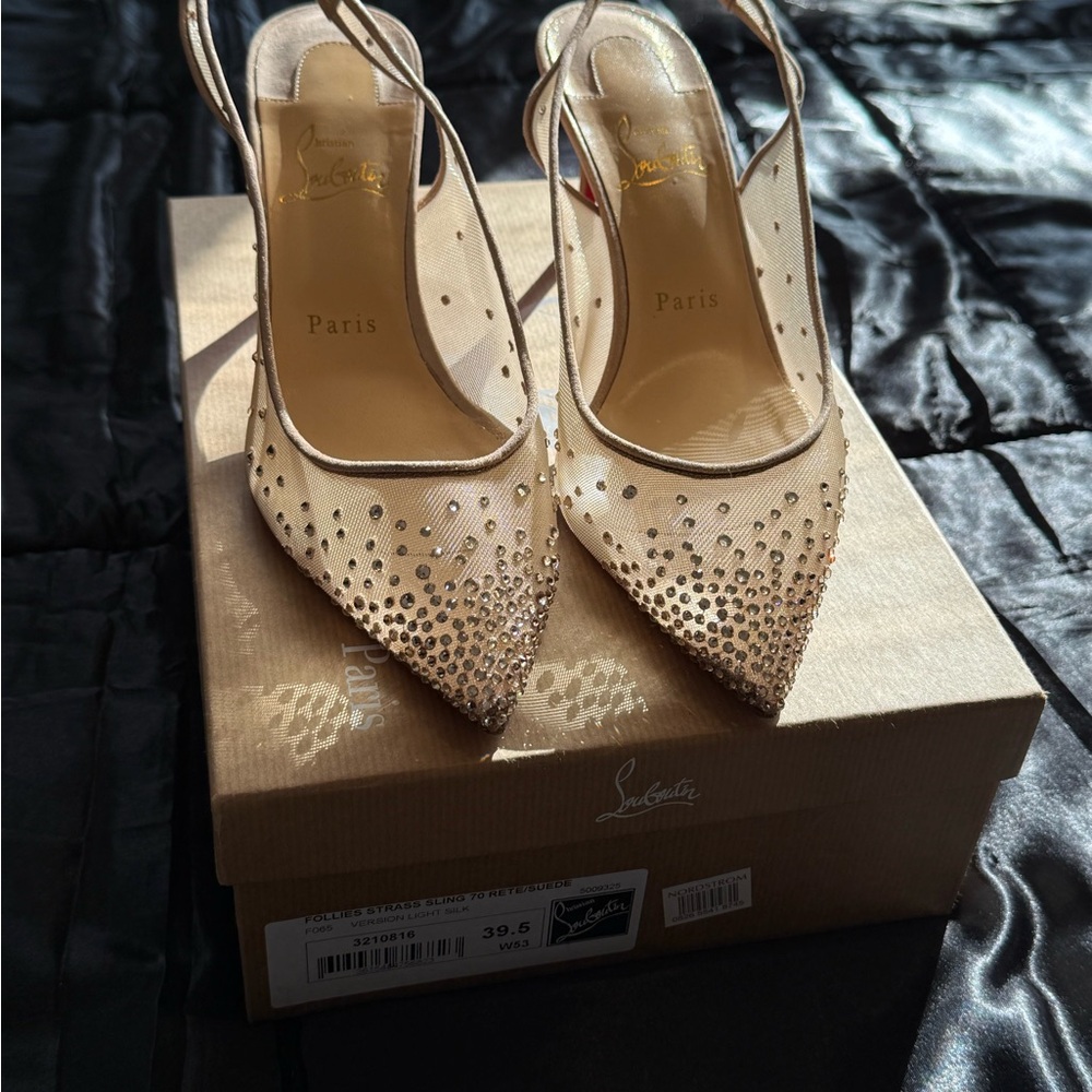 Christian Louboutin Nude Follies Strass Heels